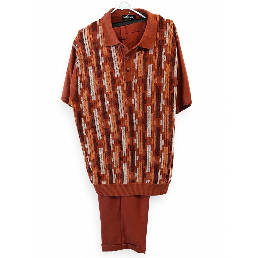 Men’s 2 Piece Walking Suit 2 XL By Silversilk High Quality, Rust, Pants Sz 42 X